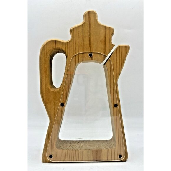 Piggy Bank Money Saving Coffee Pot Shaped Transparent Wooden Novelty Collectible - Picture 1 of 13
